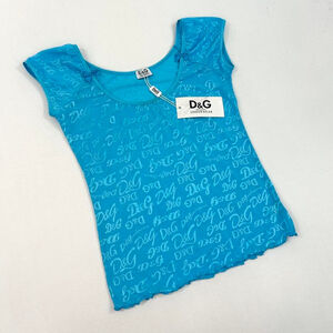 NWT y2k D&G blue mesh short sleeve top